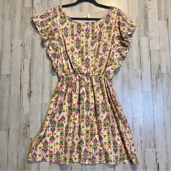 Anthropologie Dresses & Skirts - Anthropology Birdcage Size L - Ruffle Sleeve A-Line Dress